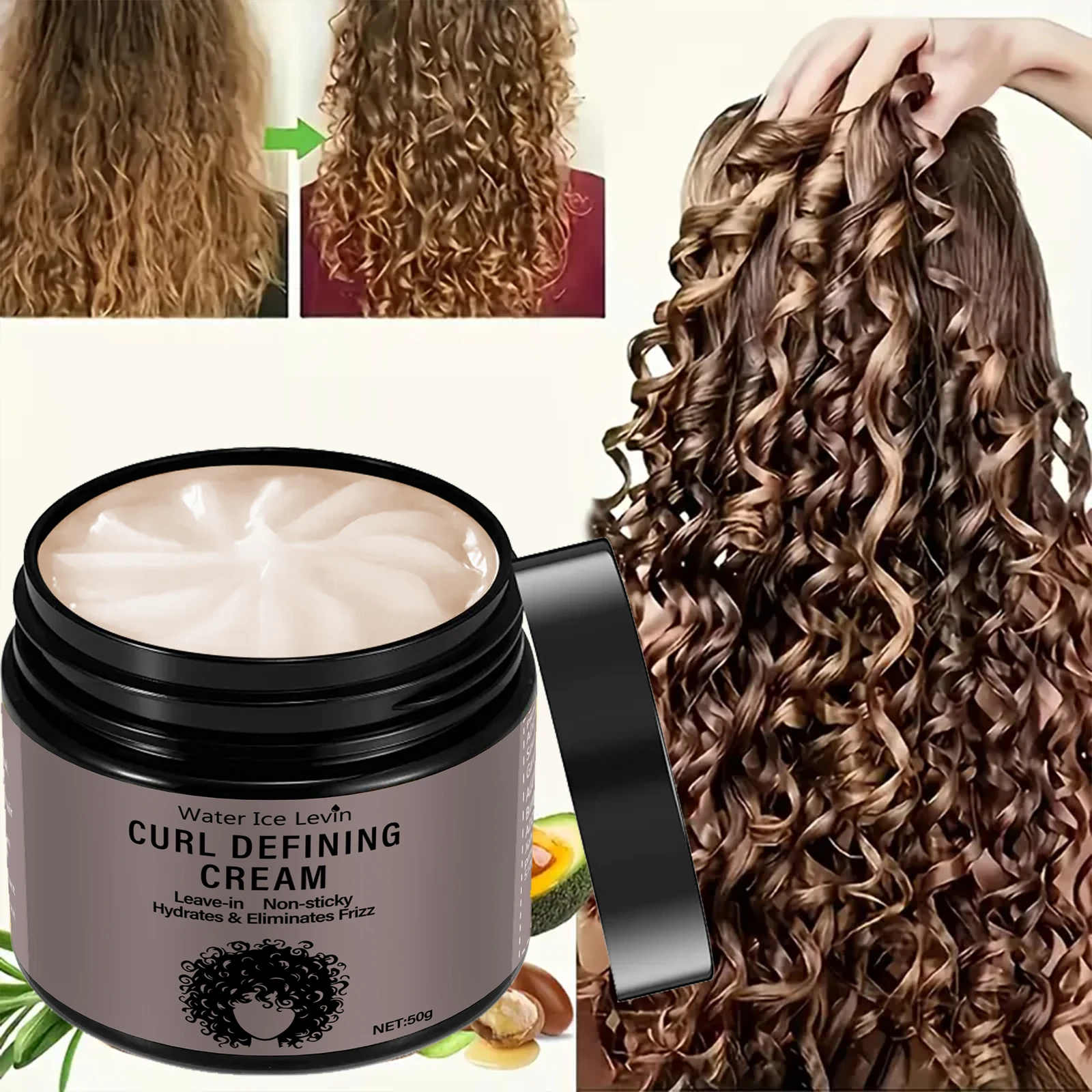 Crema para Rizos Viaje 50g - Aceite de Coco Sin Aclarado, Control de Frizz + Definición, No Pegajosa
