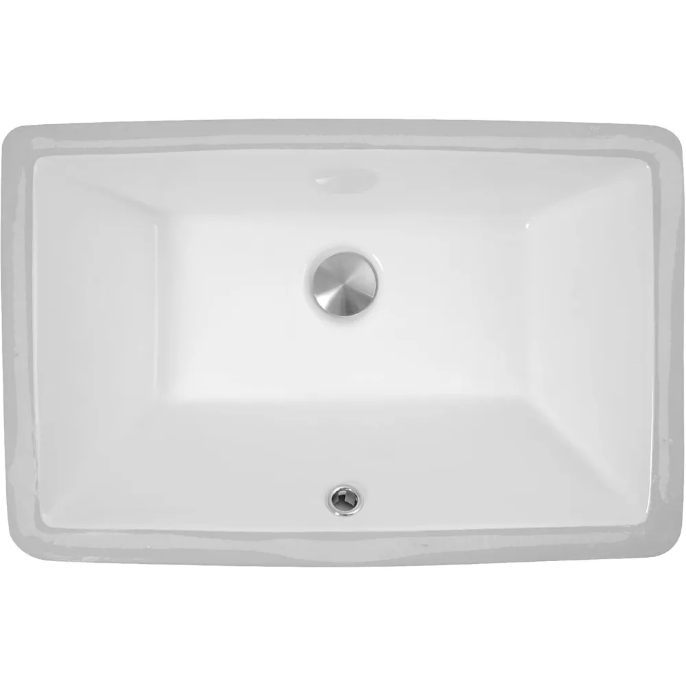 

Sinks UM-19x11-W Undermount Bathroom Sink – 19x11 Rectangular White Bowl Bath Vanity Sink, w Overflow, High Gloss Vitr