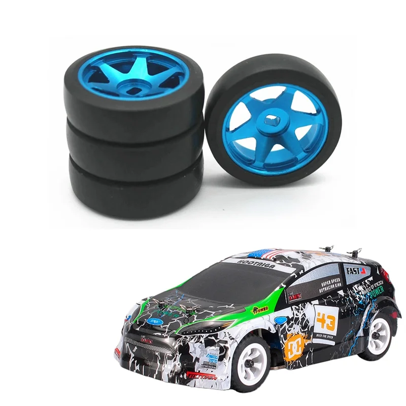 

4 шт., жесткая пластиковая шина для дрифта, металлический обод колеса для Wltoys 284131 K969 K989 Kyosho Mini-Z 1/28, детали радиоуправляемого автомобиля, синий жасмин