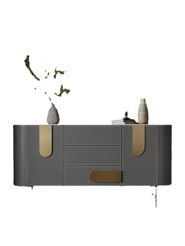 ZZXL Chest of Drawers Entrance Living Room Bedroom Storage Curio Cabinet Saddle Leather Sideboard Cabinet