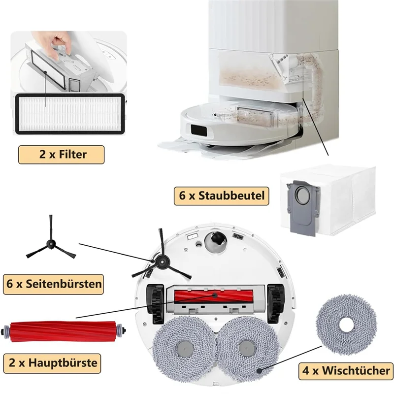 

ABJY-For Roborock Qrevo S/Qrevo Pro/Qrevo Maxv Main Side Brush Hepa Filter Mop Cloth Dust Bags Robot Vacuum Cleaner Parts