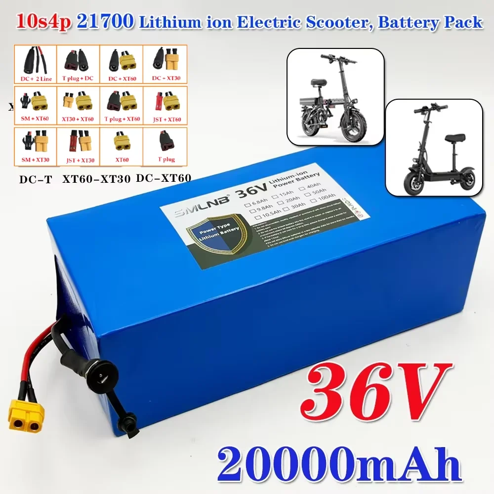 36V 20000mAh high-power 21700 lithium rechargeable battery pack 10S4P , customizable with various connector plugs