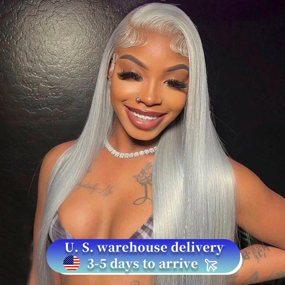 HD Lace Wigs Silver Grey 613 Colored 13x4 13x6 Transparent Lace Frontal Wigs Human Hair Wig For Black Women Brazilian Remy Hair