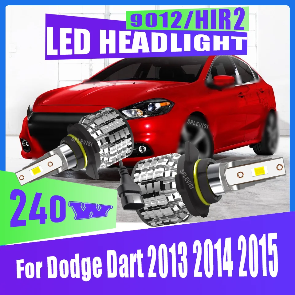 

24000LM 9012/HIR2 Car LED Headlight Bulb – Reduced Eye Strain for Night Driving - 5 Fan Cooling For Dodge Dart 2013 2014 2015