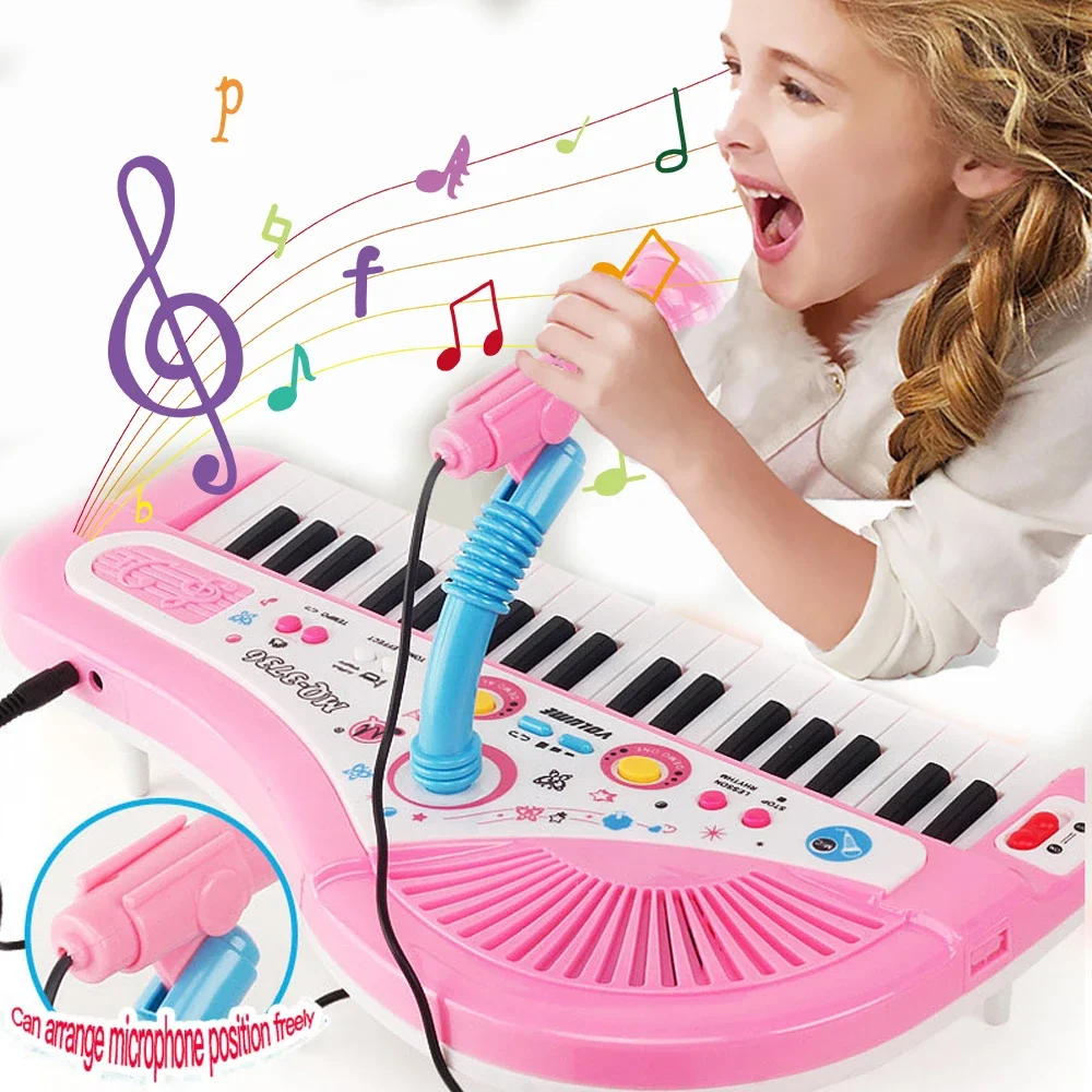 Chriyungel Kids Electronic Piano Keyboard with Microphone  61 / 37 Keys Organ Musical Instrument Toy Gift for Child Beginners