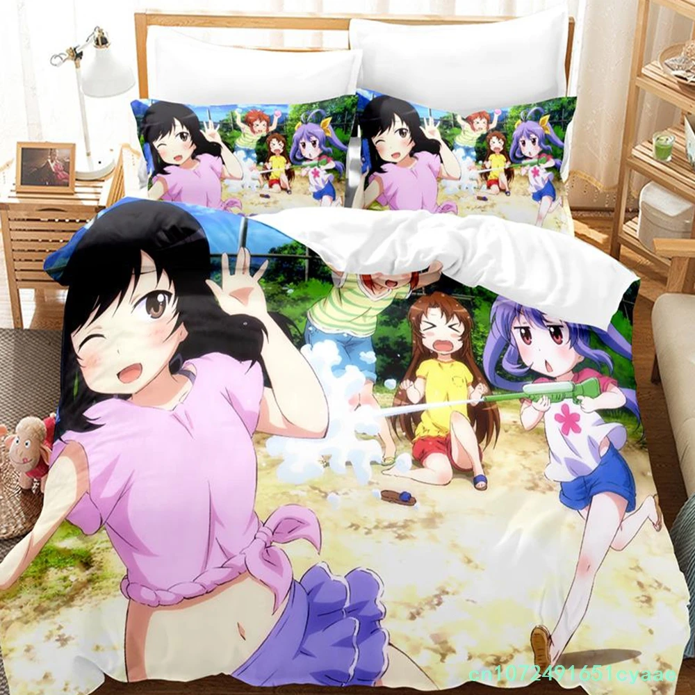 2023 Non Non Biyori Bedding Set Single Twin Full Queen King Size Bed Set Adult Kid Bedroom Duvetcover Sets Anime Girls