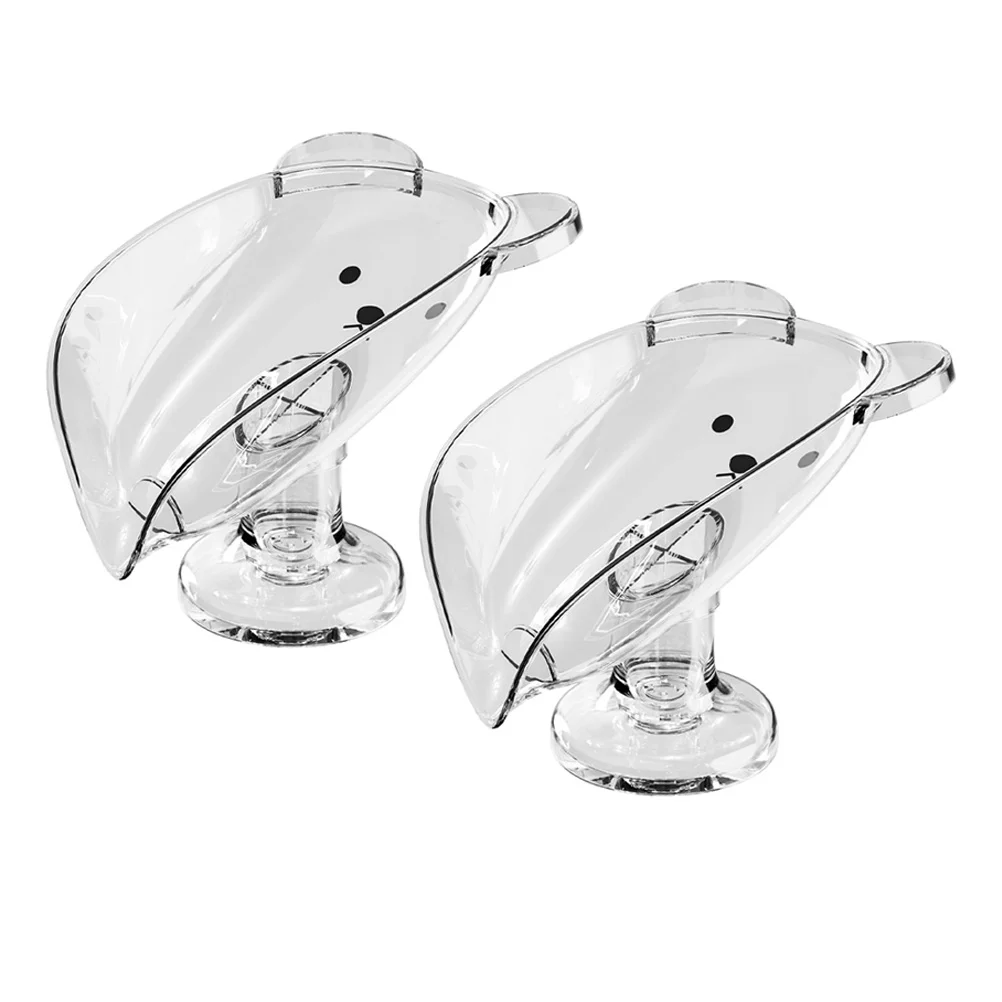 

2Pcs Self Draining Soap Dish Suction Cup Bathroom Shower Space Saving Box Bar Soap Case Anti Slip Tray Bathroom Tray