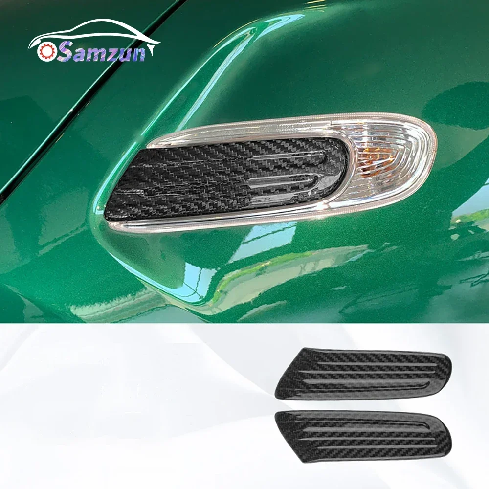 

Для MINI Cooper F55 F56 F57 2014-2021 автомобильные аксессуары из настоящего углеродного волокна, наклейка на переднее боковое крыло, указатель поворота, крышка лампы