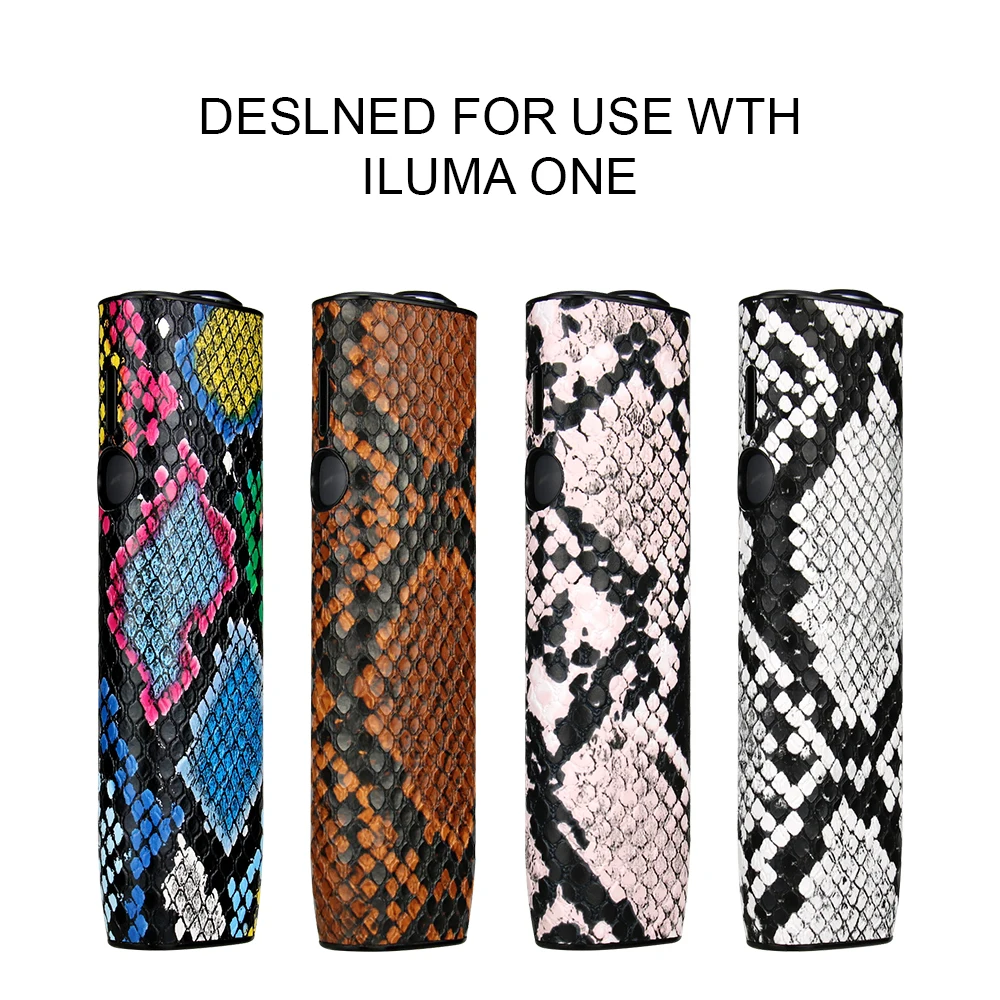 4 Color Snake-skin Print  PU Leather Hard Case for  IQOS ILUMA ONE with Sexy Style to Protect Decorate E-cig Accessories Holder