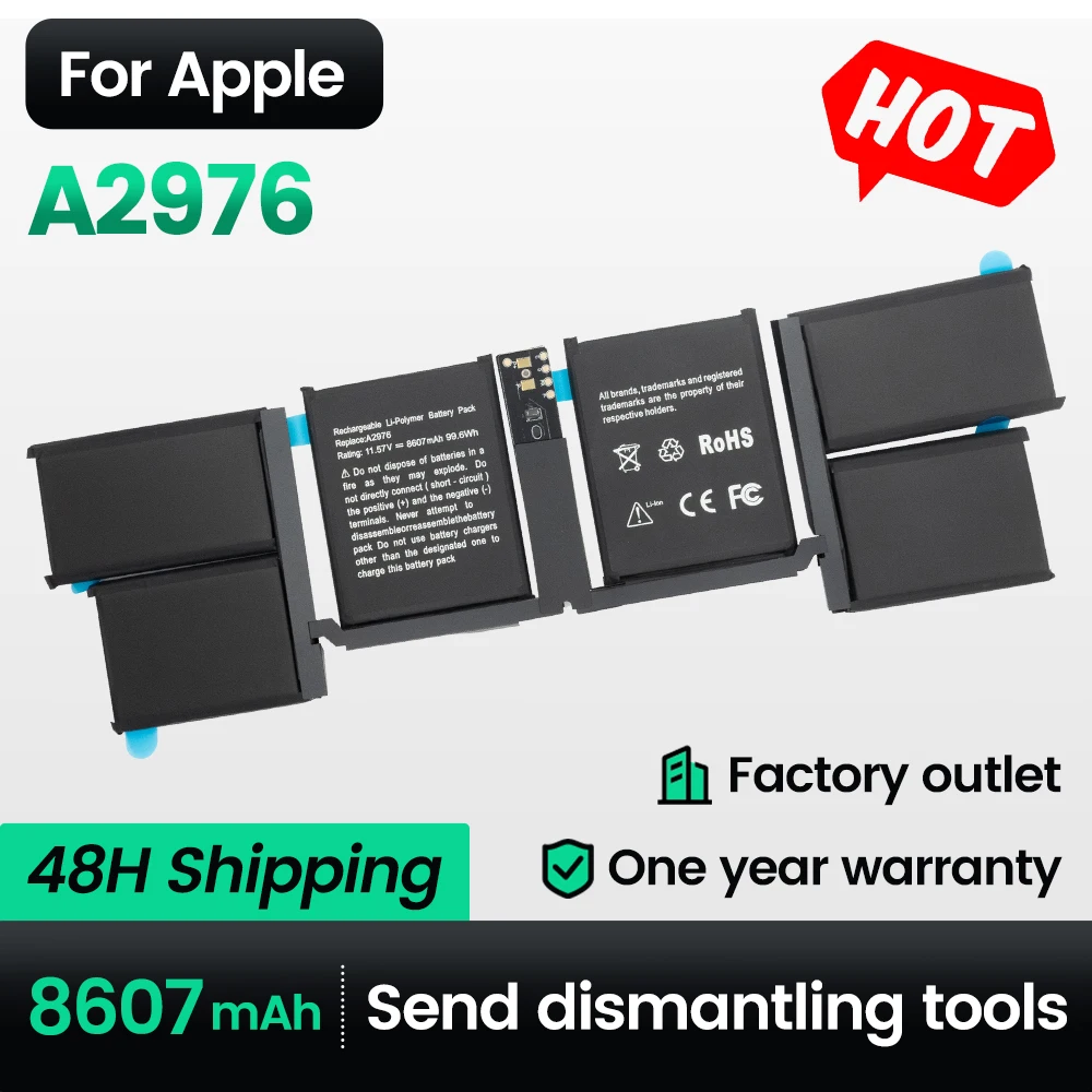 

KEyuan A2976 Новый аккумулятор для ноутбука A2976 99,6 Втч для Apple Macbook Pro 16,3 дюйма 2023 год Macbook Pro 16,3 дюйма A2991 аккумулятор