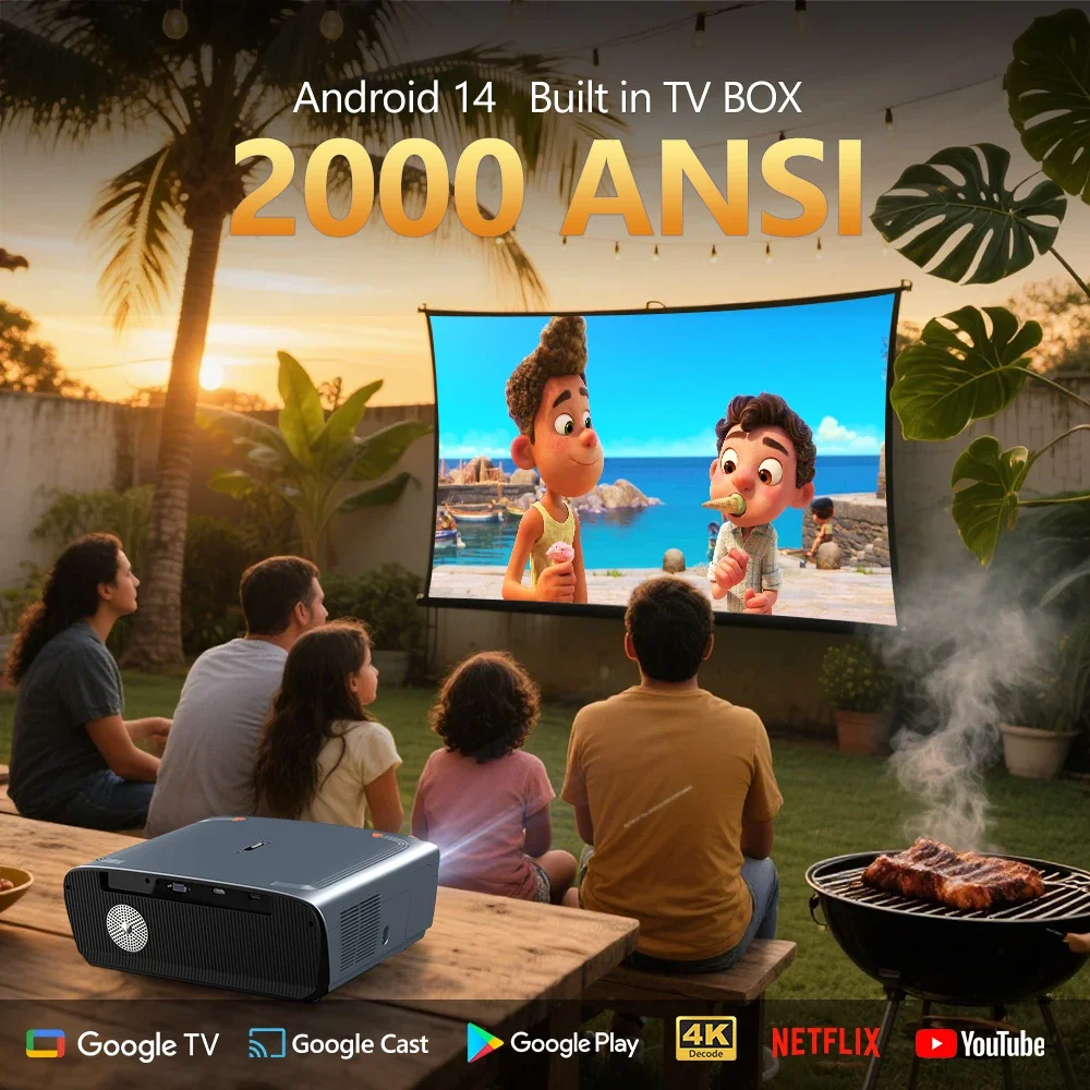 

Newest【 Android 14 Google System】 4K beamer Projector Netflix Official Licence Projectors 4k 5G WiFi Video Smart Home Theater