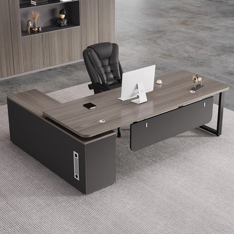 l shaped simple Supervisor desk study work multifunctional wooden boss table modern workshop bureau avec rangement furniture