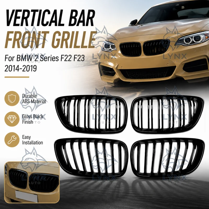 For BMW 2 Series F22 F23 2014-2019 Single and Double Line Vertical Bar Front Radiator Grille Cross-border Modification