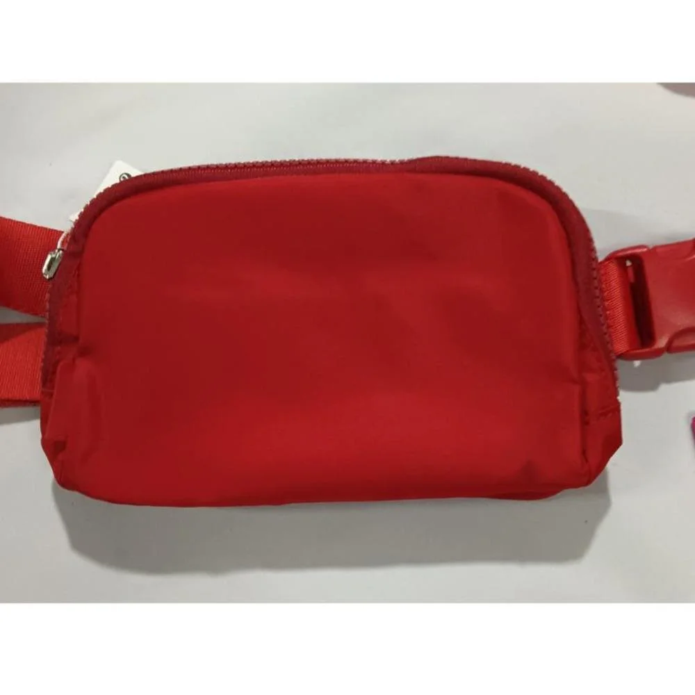 Riñonera deportiva con etiqueta de Metal, bolso de cintura multifuncional para correr al aire libre, almacenamiento móvil, bolsa colgante inclinada