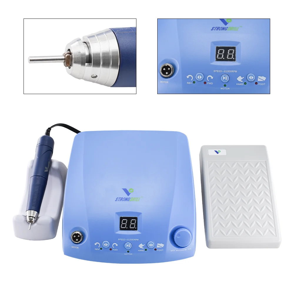 STRONG DRILL 50,000 RPM Non-Carbon Brushless Dental Micromotor Polishing Unit with lab handpiece dental micro motor Powerfu