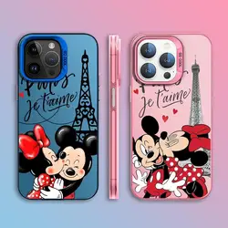 Mickey Minnie Mouse Eiffel Tower Phone Case for Oppo Reno 10 Pro 8T 7 6 5 A98 A78 A58 A38 A37 A17 A76 A57 Silver Plating Cover