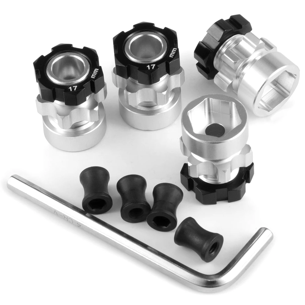 YEAHRUN Aluminum Alloy 12mm to 17mm Extended  Wheel Hex Adapter +6mm/+10mm Hex Drive Hub for 1/10 Slash 4X4 RC Racing Car Parts
