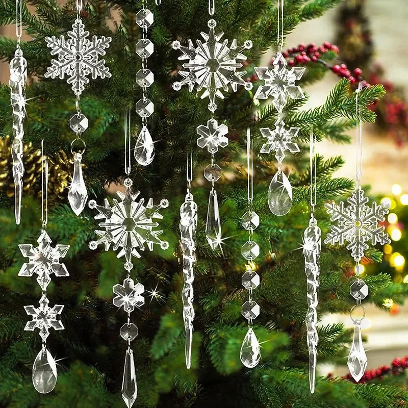 

10Pcs Christmas Wedding Festival Event Snowflake Ice Cone Pendant DIY Crystal Lighting Creative Scene Decoration Accessories