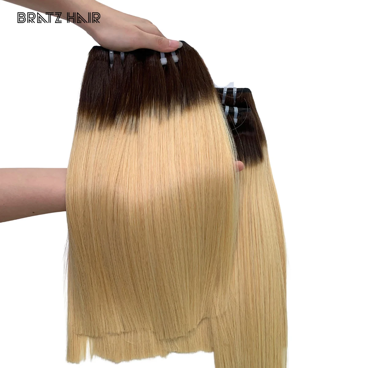 العظام مستقيم سوبر مزدوجة تعادل أومبير براون شقراء حزم الخام الفيتنامية الشعر شقراء حزم 100 جرام 13x4 أمامي 4x4 إغلاق