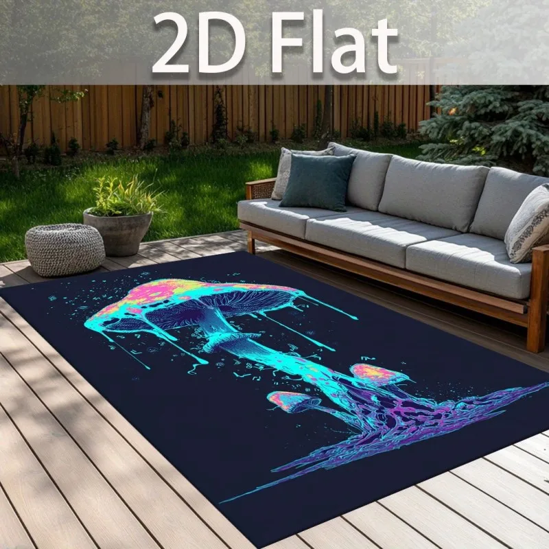 Mushroom Carpet Living Room Large Rug Neon Psychedelic Bedroom Decor Magic Trippy Area Rugs Sofa Floor Mat Lounge Art