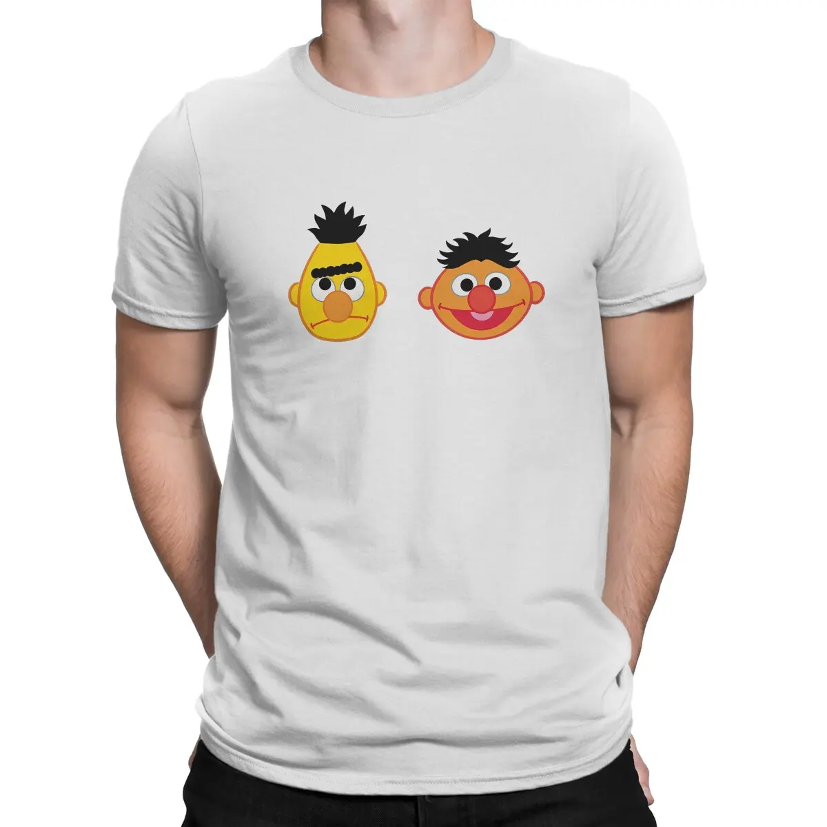 Sesame Street Bert Ernie Emojis Tshirt Graphic Men Tops Vintage Fashion Summer Streetwear Harajuku T Shirt