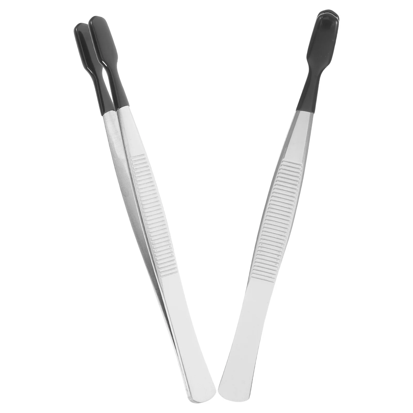 

2Pcs Fake Eyelash Tweezers Stainless Steel Silicone Tip Non-Slip Flat Precision Craft Jewelry Stamper Coin Tools Beauty Tools