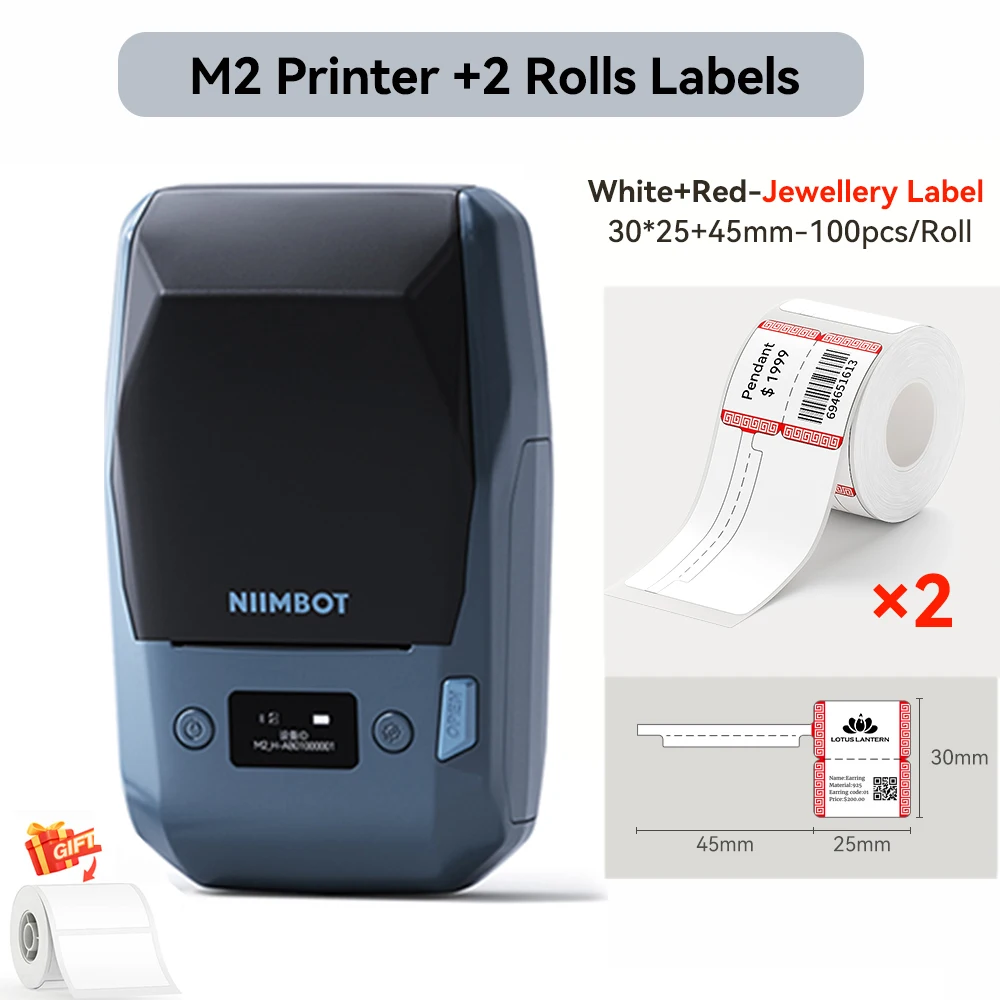 Niimbot M2 Thermische Transfer Labelprinter 300 DPI High Definition Draadloos 20-50 mm Printbreedte Label Maker Ondersteuning Telefoon/PC
