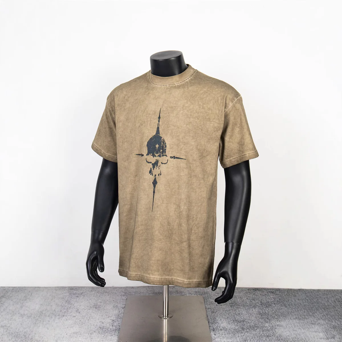 Thug Club Street Star Moon Skull Print High Street Summer New Loose Casual Short-Sleeved T-Shirt for Men