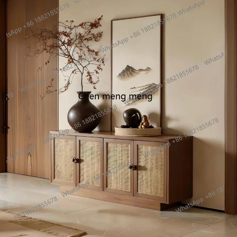 خزانة جانبية لتناول الطعام من الخشب الصلب على طراز الأغنية بسيطة وعصور الوسطى، وخزانة أحذية، وغرفة معيشة على الحائط، وقاعة المدخل H #3