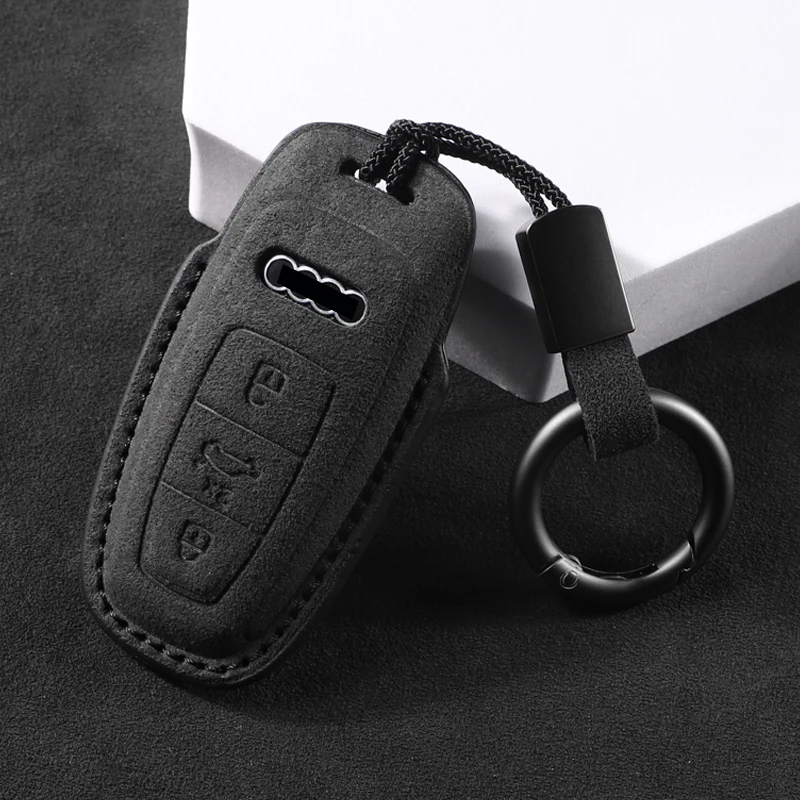 Funda para llave de coche para Audi A3 A4 A6 A7 A8 B9 C8 D5 4K S8 Q7 Q8 SQ8 e-tron 2018 2019 2020 2021, Funda de cuero, accesorios para coche