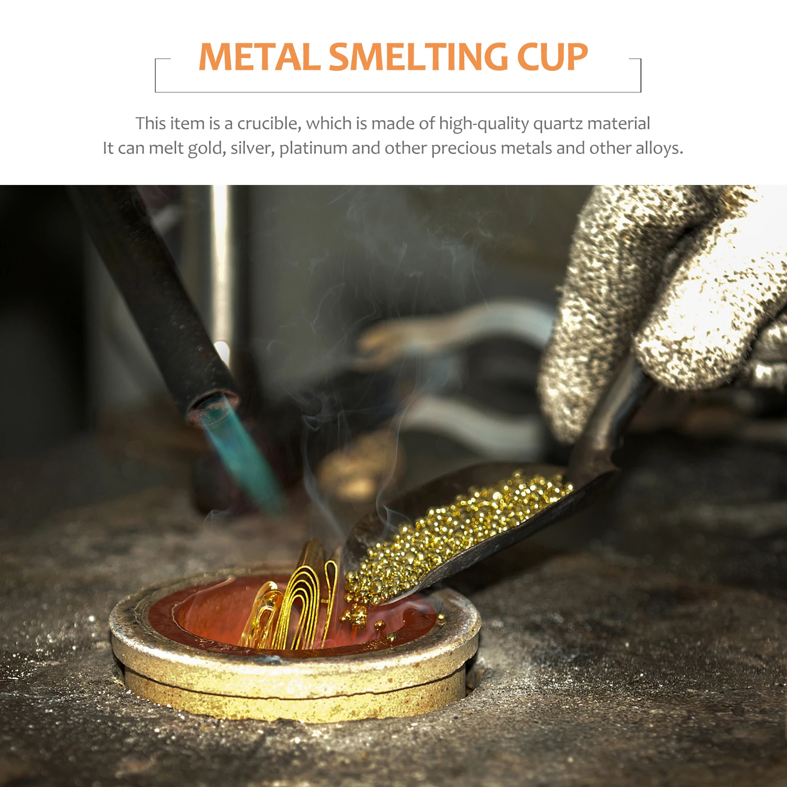 

1pc Quartz Crucible Metal Smelting Cup High Temperature 1800℃ Gold Silver Platinum Melting Cup Non-Contaminated Arc Opening Easy
