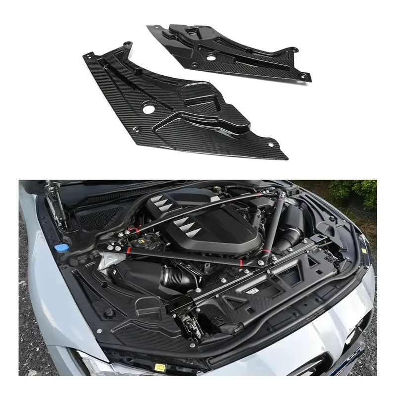 Real Dry Carbon Fiber Front Hood Inside Plate Cover G80 Bracket Trim Replacement for M4 G82 G83 M3 G81 Exterior