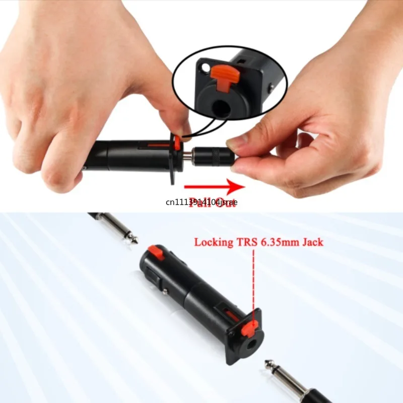 5PCS/lot 6.35mm 6.5mm Stereo Locking Female Jack Panel Mount Audio Socket 1/4
