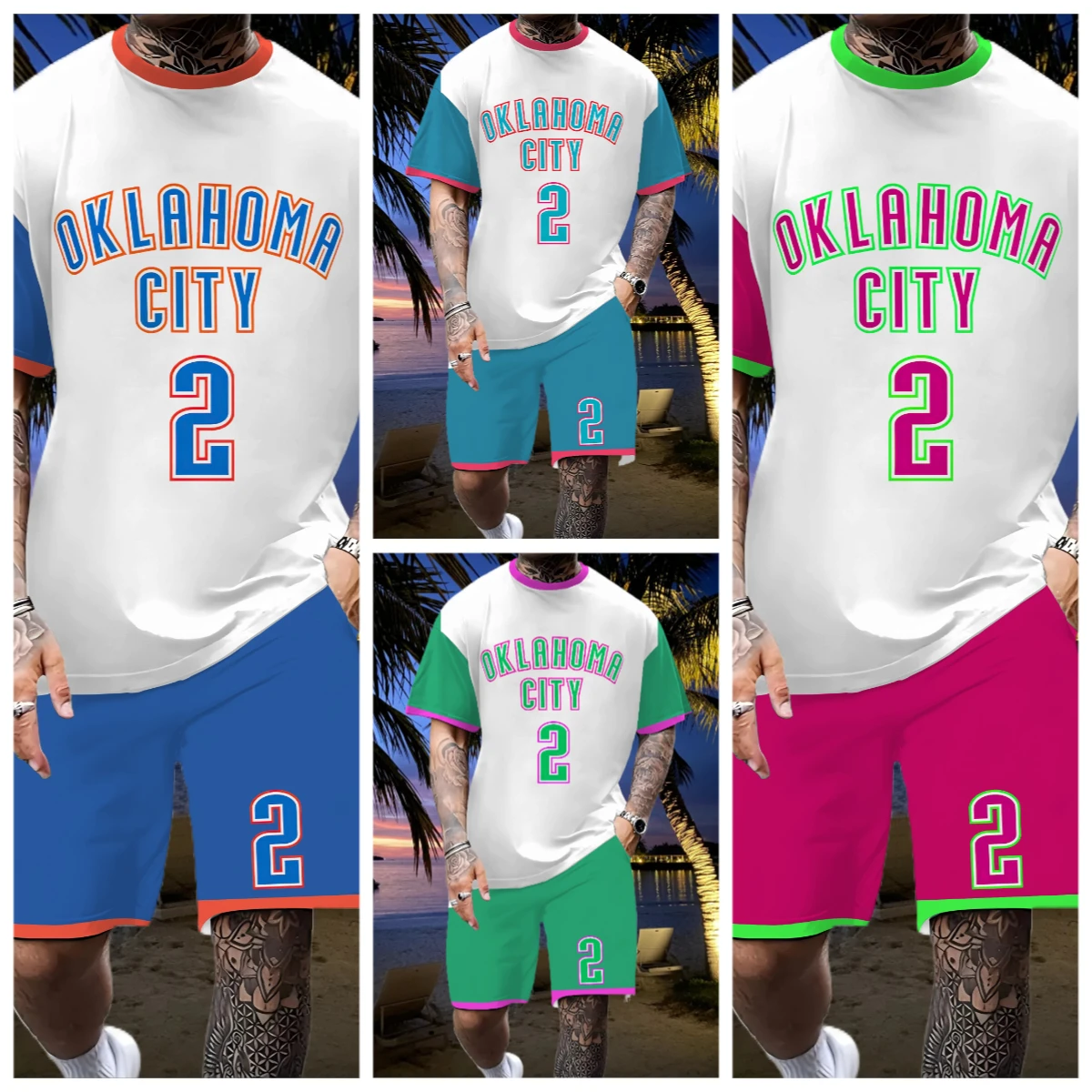 

2025 Summer Sports Set 3D Printed Men's Short Sleeve+Shorts Casual Sportswear New Fashion Summer Outdoor Sports Suitable for Men