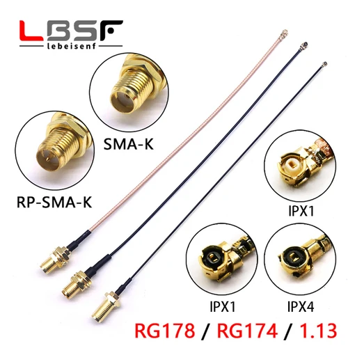 Imagen 1 del producto Línea de prueba coaxial IPX/SMA-JJ inalámbrica RF IPX4 a SMA macho línea de modificación de enrutador 0,81/RG1.13/RG178 de alta calidad
