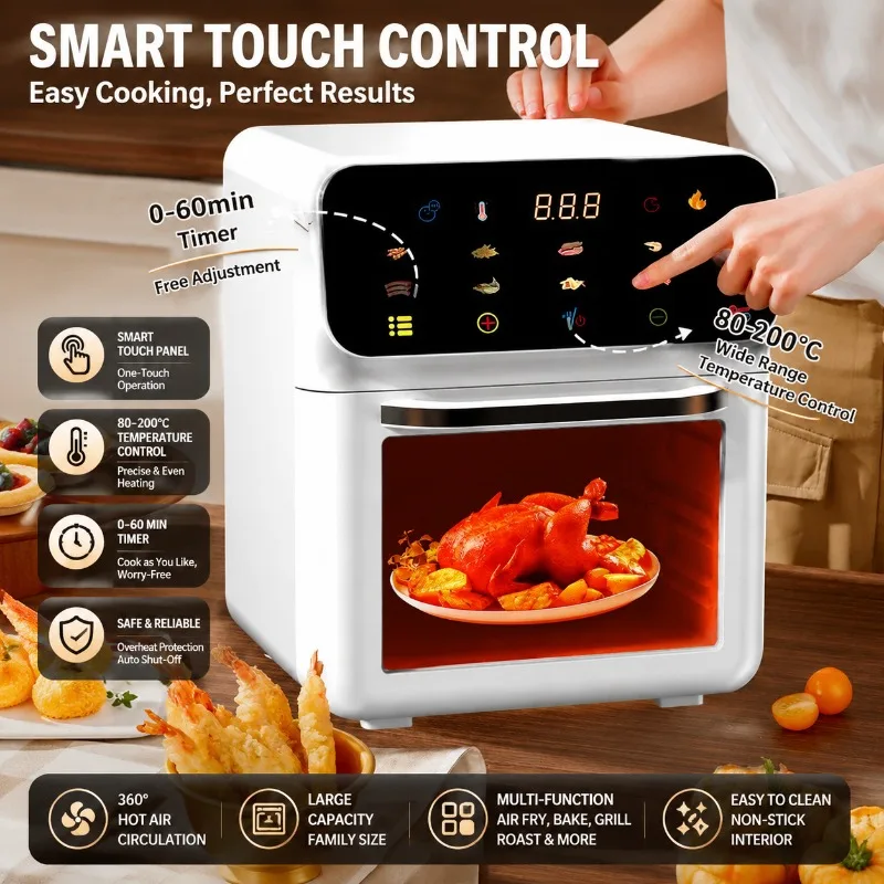 10L Smart Visual Air Fryer Oven, Household Large Capacity Oil-free Cooker, EU Plug, Great for Making French Fries, Export Supply