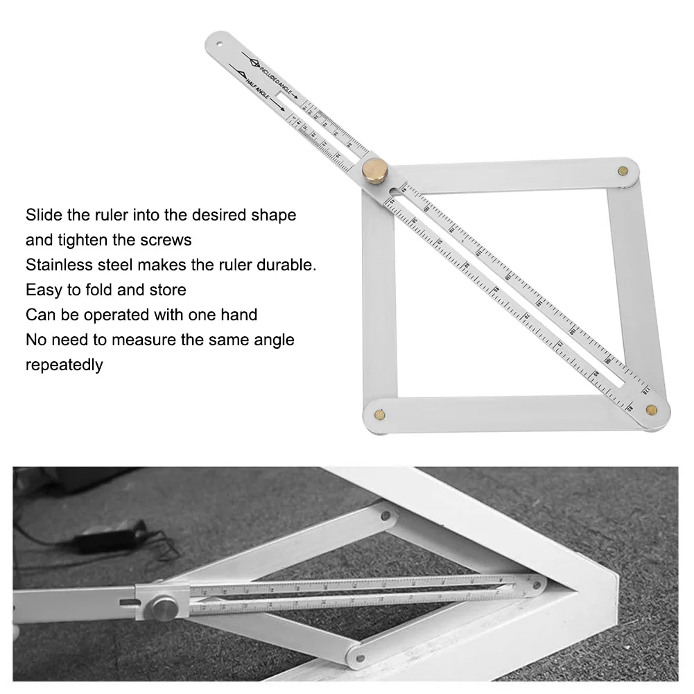 Corner Angle Finder Goniometer Gauge Goniometer Ruler Multifunctional Diagonal Ceiling Profiler 4‑Fold Corner Angle Finder