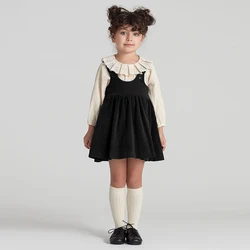 Meisjes Retro Corduroy Jurk Herfst Nieuwe Baby Kids Mouwloze Verstelbare Bandjes Knopen Losse Zoete Prinses Jurken Tz334