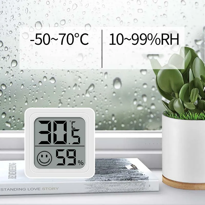 LCD Digital Thermometer Hygrometer Humidity Meter Indoor Humidity Gauge Room Temperature Sensor Weather Station For Room/Home