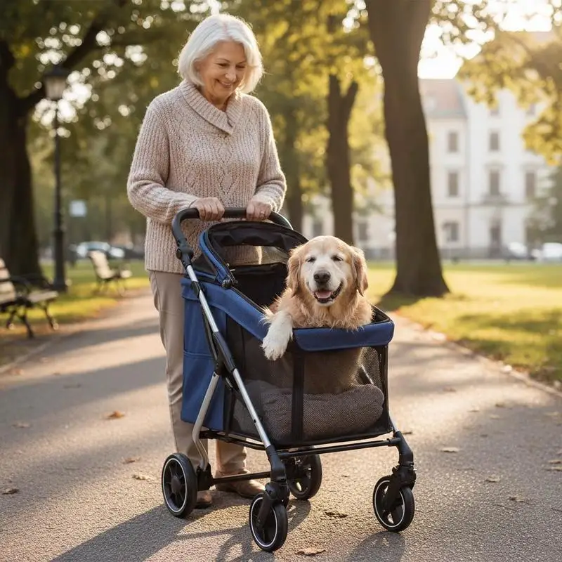 Carrito De Transporte Plegable Y Ligero Para Mascotas Con Cojín Lavable Y Ventanas De Malla En Azul Oscuro Para Perros Pequeños, Entrega Local — -58%, 220.42€ Coupon, from 159.62€ – 58% descuento – €159.62