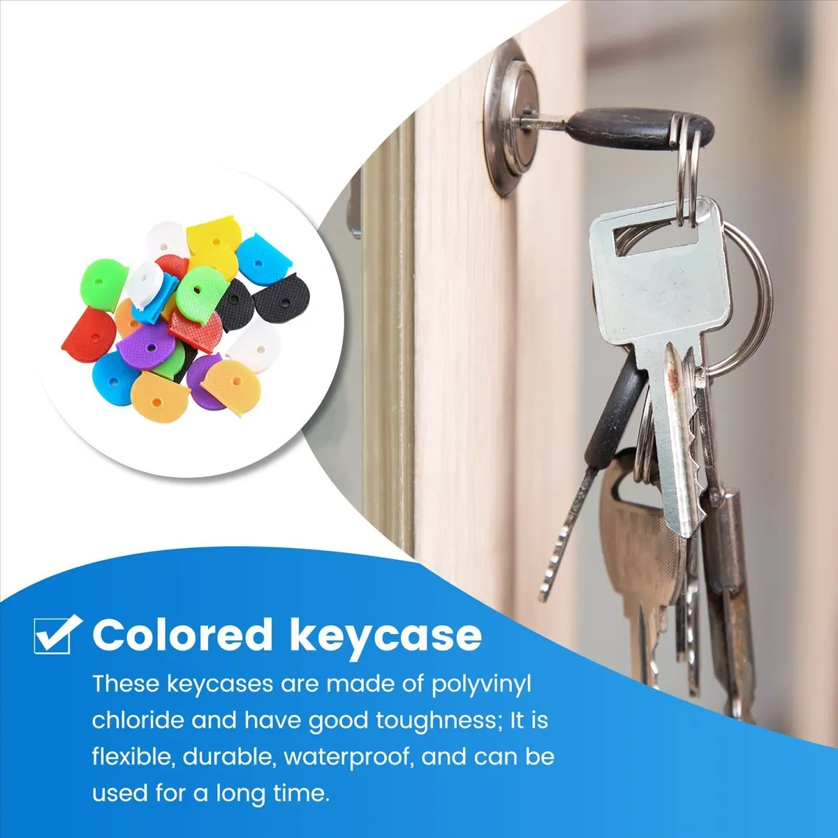 أغطية مفاتيح ABQR 24 مع غطاء مفتاح مرن لسهولة التعرف على مفاتيح الباب، متعددة الألوان
