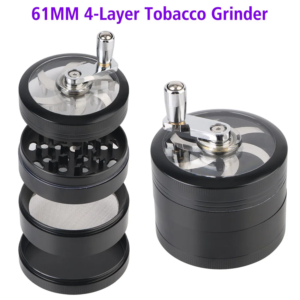 61MM 4-Layer Hand Tools Smoking Herb Cutter Spice Cutter Portable Tobacco Grinder Aluminum Alloy Latest Lightning-Shaped