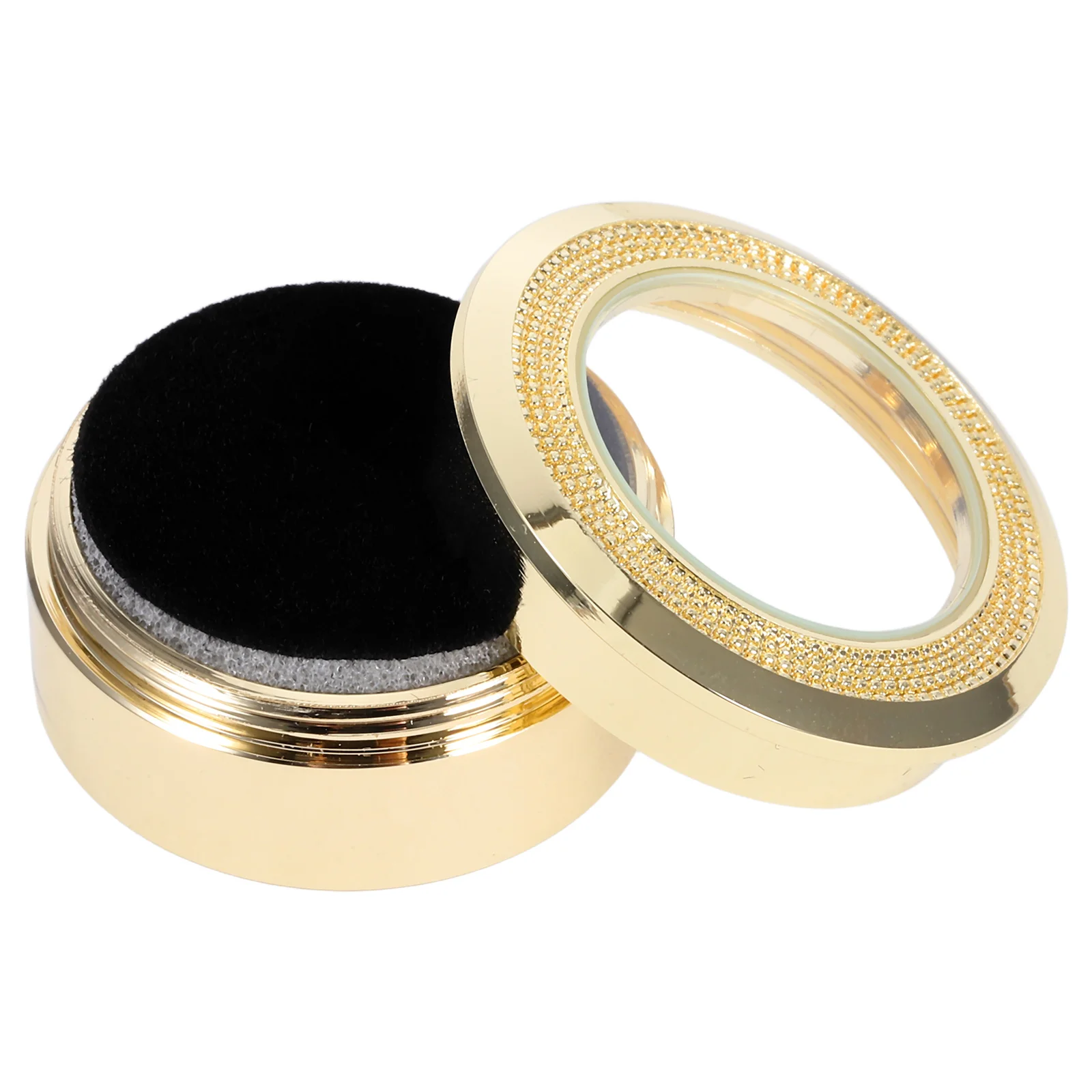 Jewelry Storage Box Round Glass Display Case Transparent Lid Soft Interior For Gemstone Coin Collection Small Loose Display