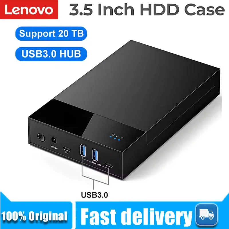 

Lenovo 2.5/3. 5 HDD/SSD Enclosure with USB3.0 HUB support 18TB TYPE C TO SATA Adapter tool free HDD case with 12V Power ada