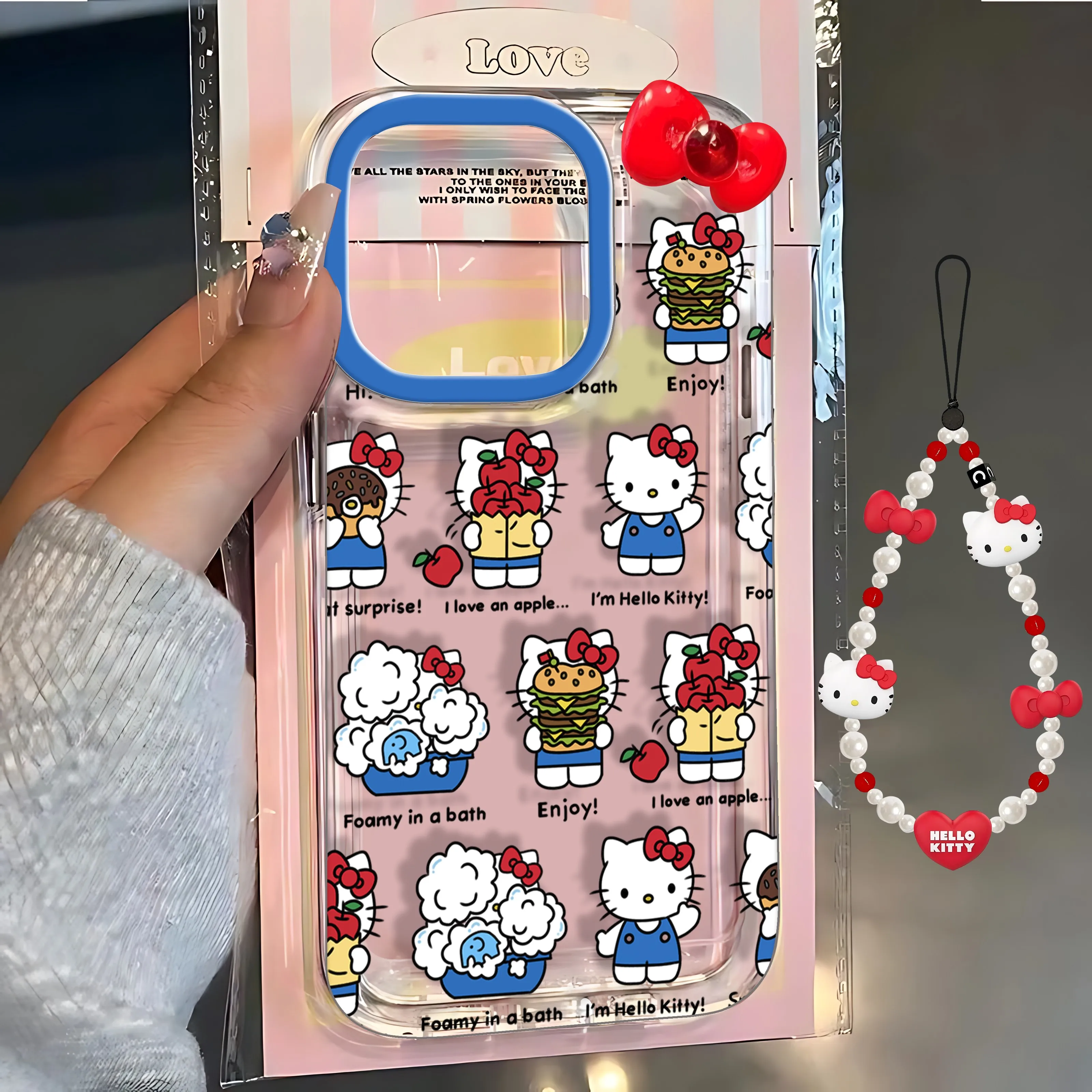 3D Bow Cute Hellokitty With Lanyard Phone Case For Xiaomi Mi 14 13 12 11 10 10T Poco F5 F4 X4 3 NFC Lite GT Pro 4G 5G Back Cover