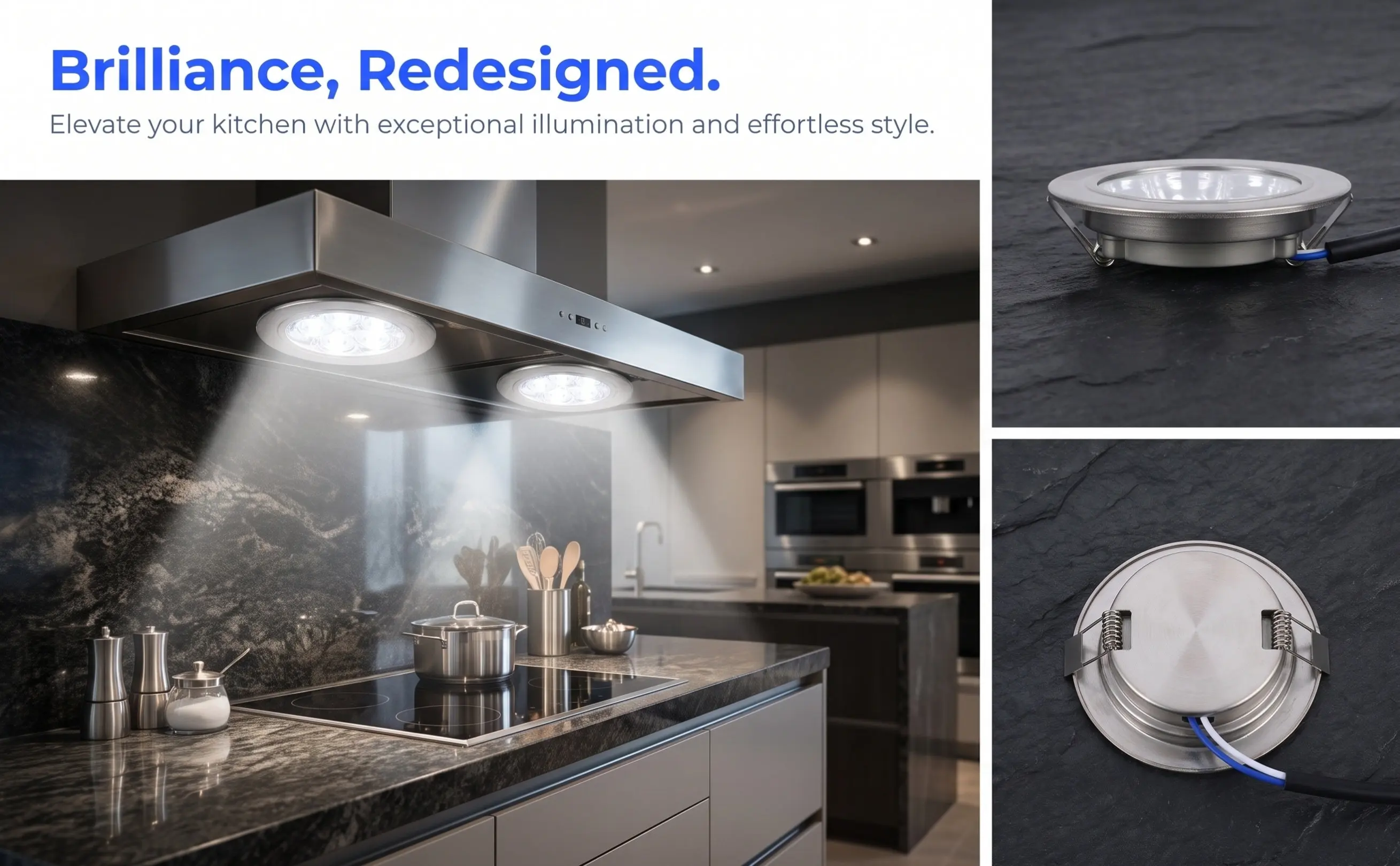 2Pcs Kitchen Range Hood LED Bulbs Stylish Round Shape Powerful Smoke Removal Bright Lighting Low Power Consumption for Cooktop
