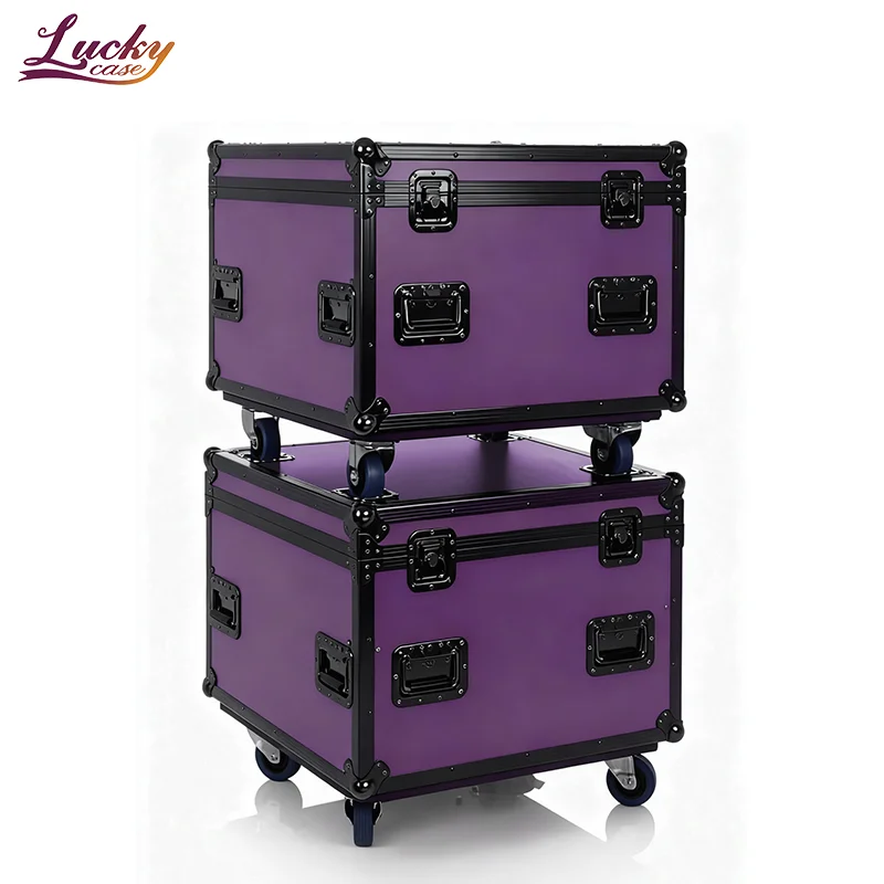 

Purple Custom Size Empty Aluminum Flight Case Heavy-duty Rack Case Equipment Transport Case with EVA Lining