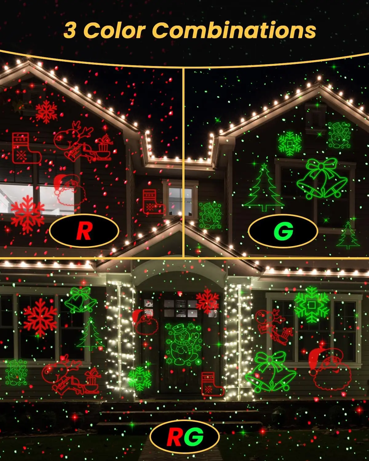 Weihnachtsprojektor-Lichter für den Außenbereich, 9 hochauflösende Muster, Laserlichtprojektor mit Fernbedienung und Timer, Party-Lichter