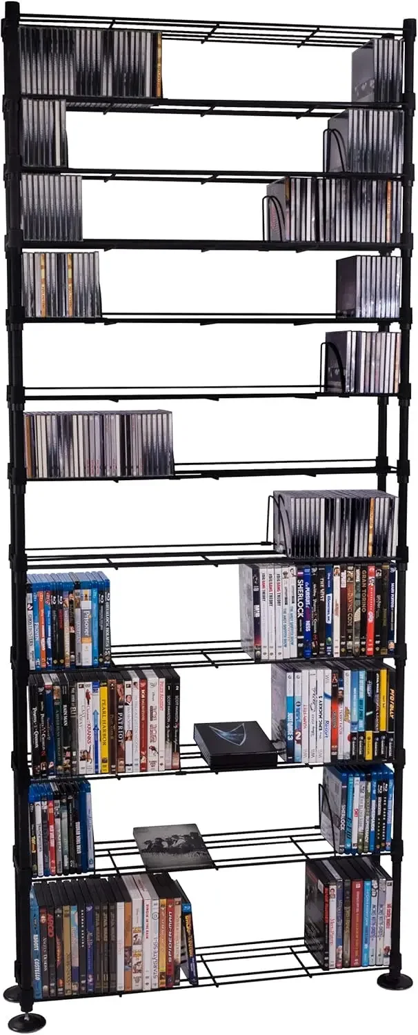 Atlantic 12 Tier Shelving - Heavy Gauge Steel Wire Shelving for 864 CD/450 DVD/Blu-Ray/Games in Gunmetal,38408071