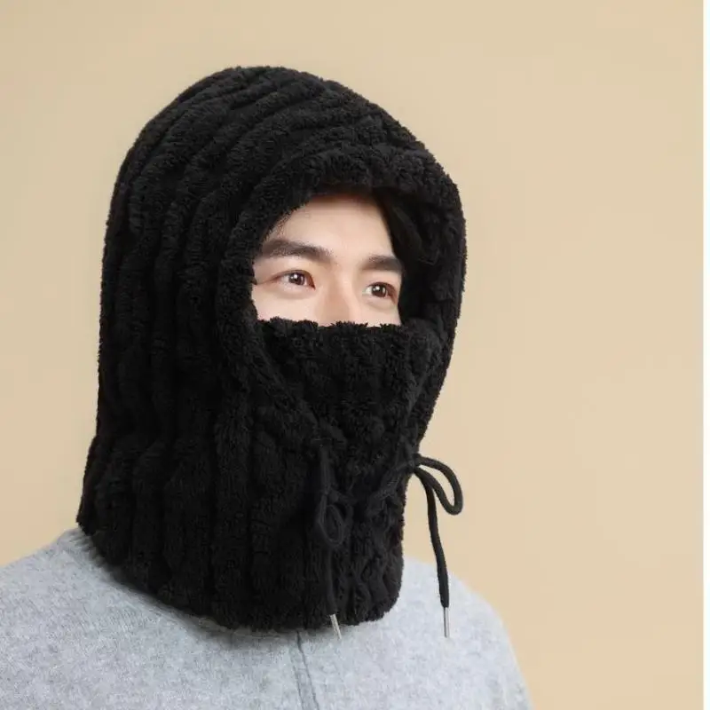 Topi Lei Feng Bersepeda Musim Dingin untuk Pria, Pelindung Kepala untuk Ski dengan Masker Anti-Dingin Tahan Angin